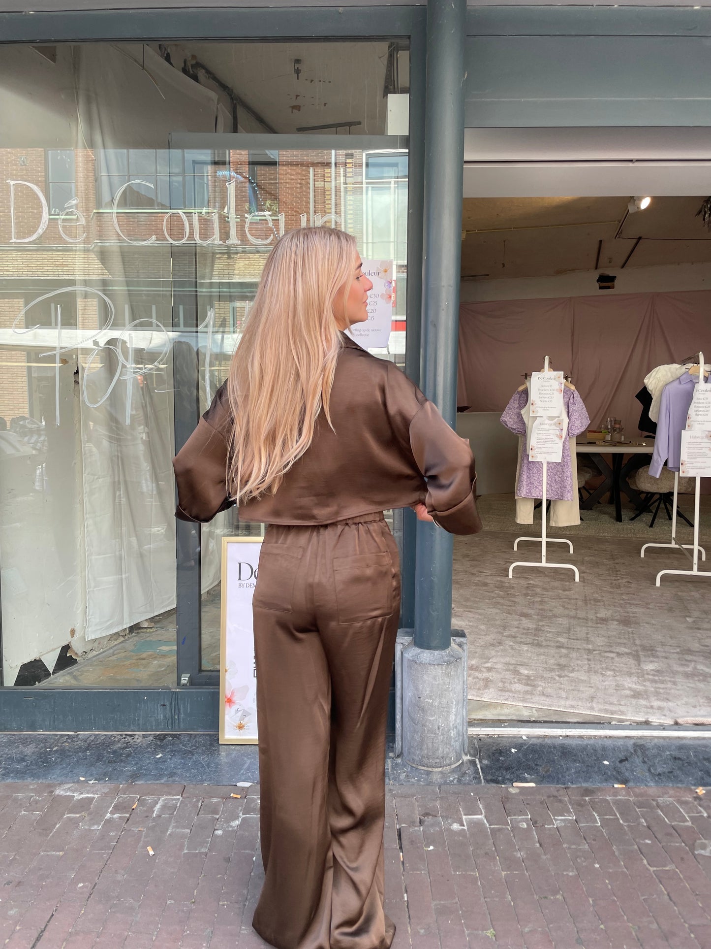 SATIN PANTALON | LUCCA BROWN