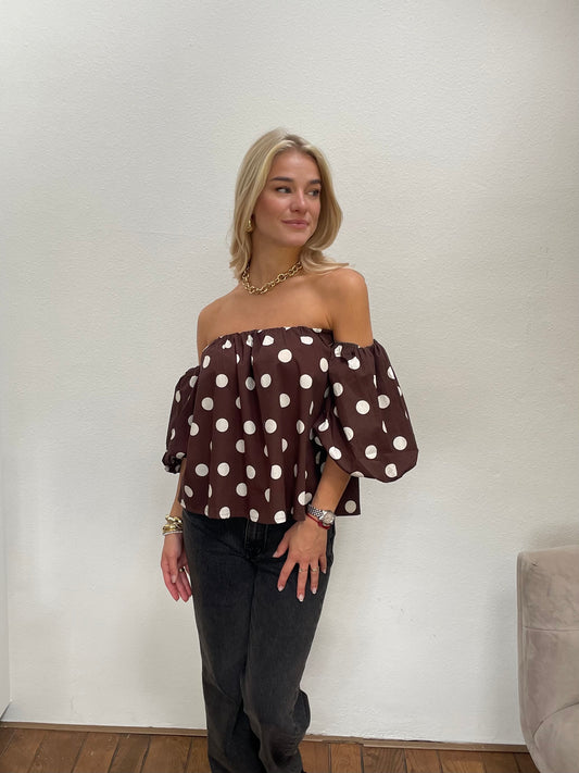 POLCA DOT TOP BRUIN WIT