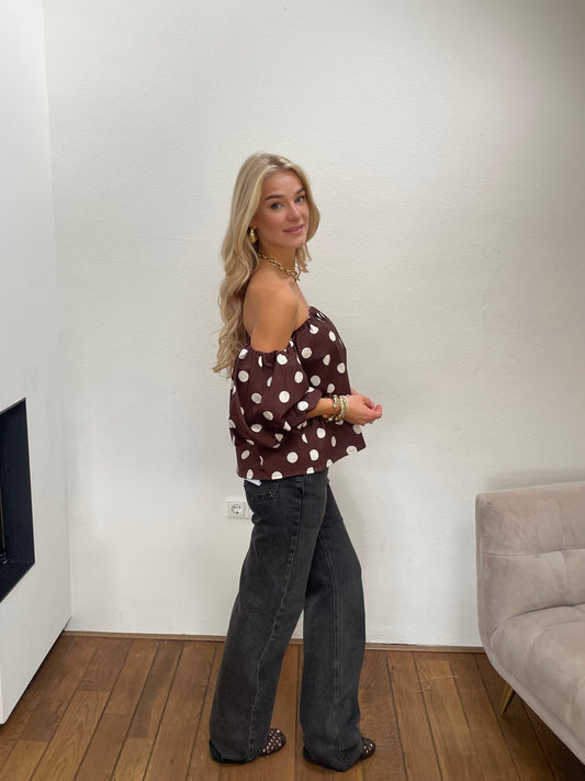POLCA DOT TOP | BROWN WHITE
