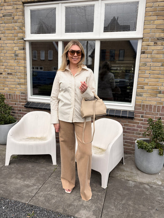 SOPHIE BLOUSE GESTREEPT | BRUIN BEIGE