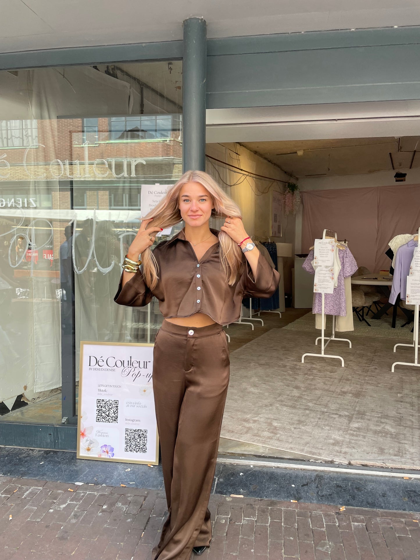 SATIN PANTALON | LUCCA BROWN