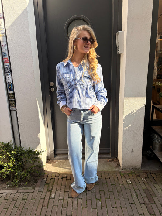 MIMI BLOUSE GERUIT | BLAUW BEIGE