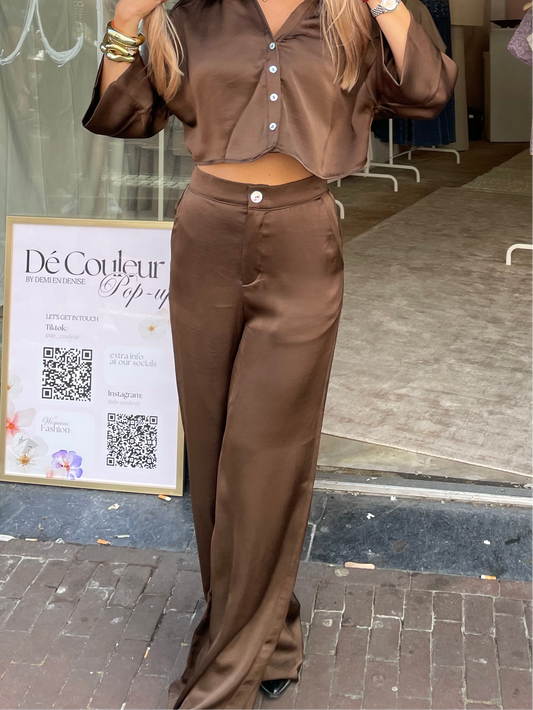 SATIN PANTALON | LUCCA BROWN