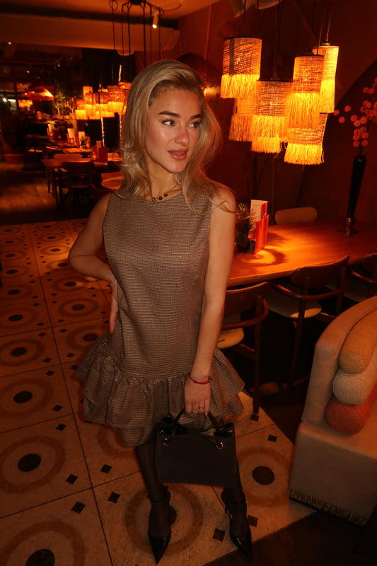 PIED DE POULE/GLITTER JURK