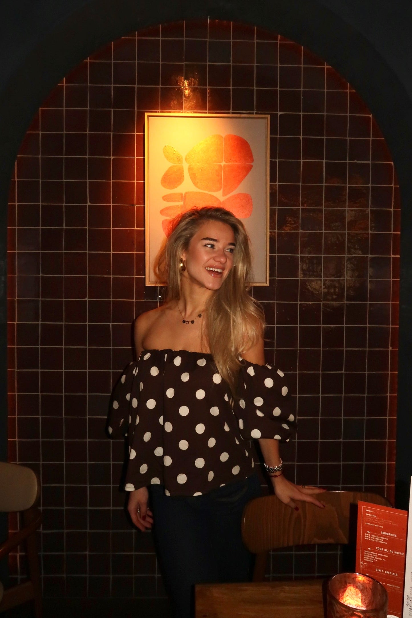 POLCA DOT TOP BRUIN WIT