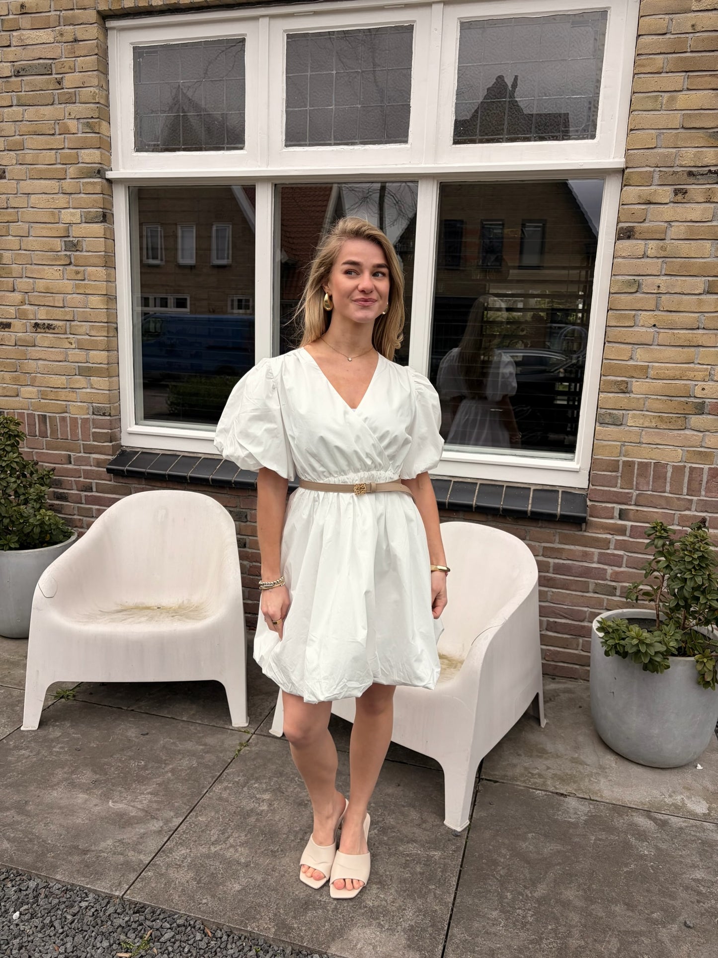 MOLLY JURK | WIT EN BRUIN