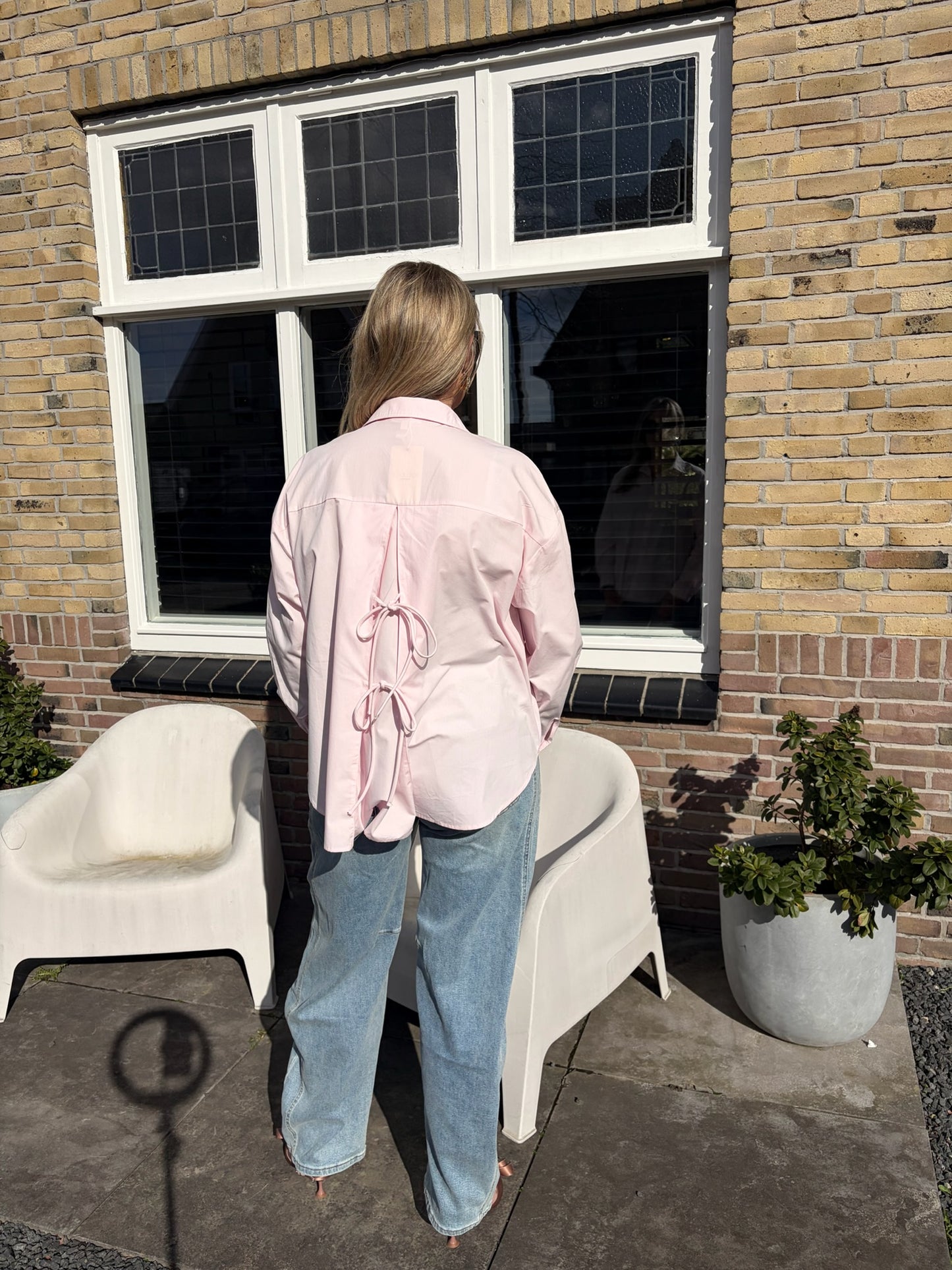 IGGY STRIK BLOUSE | WIT EN ROZE