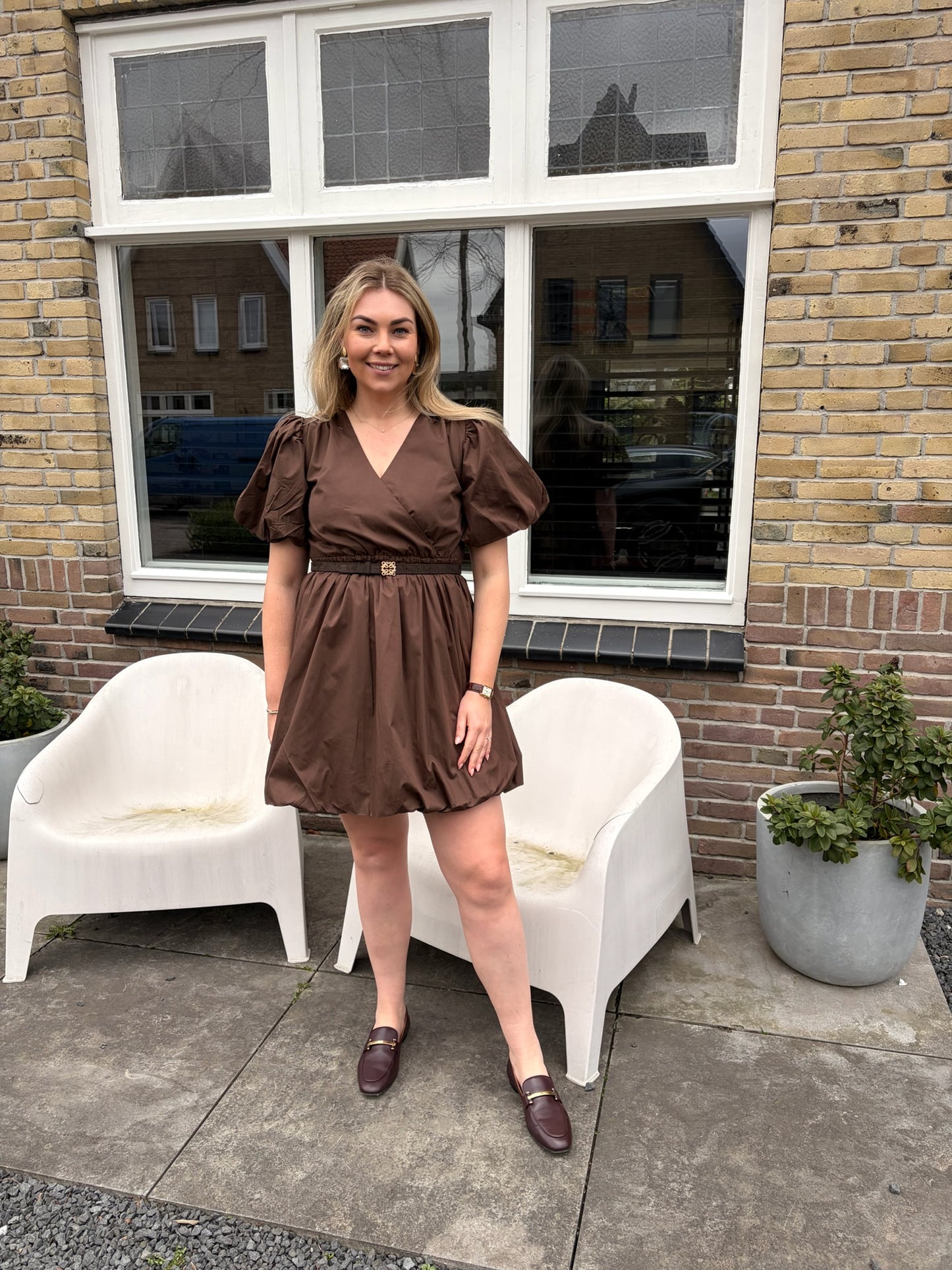MOLLY JURK | WIT EN BRUIN