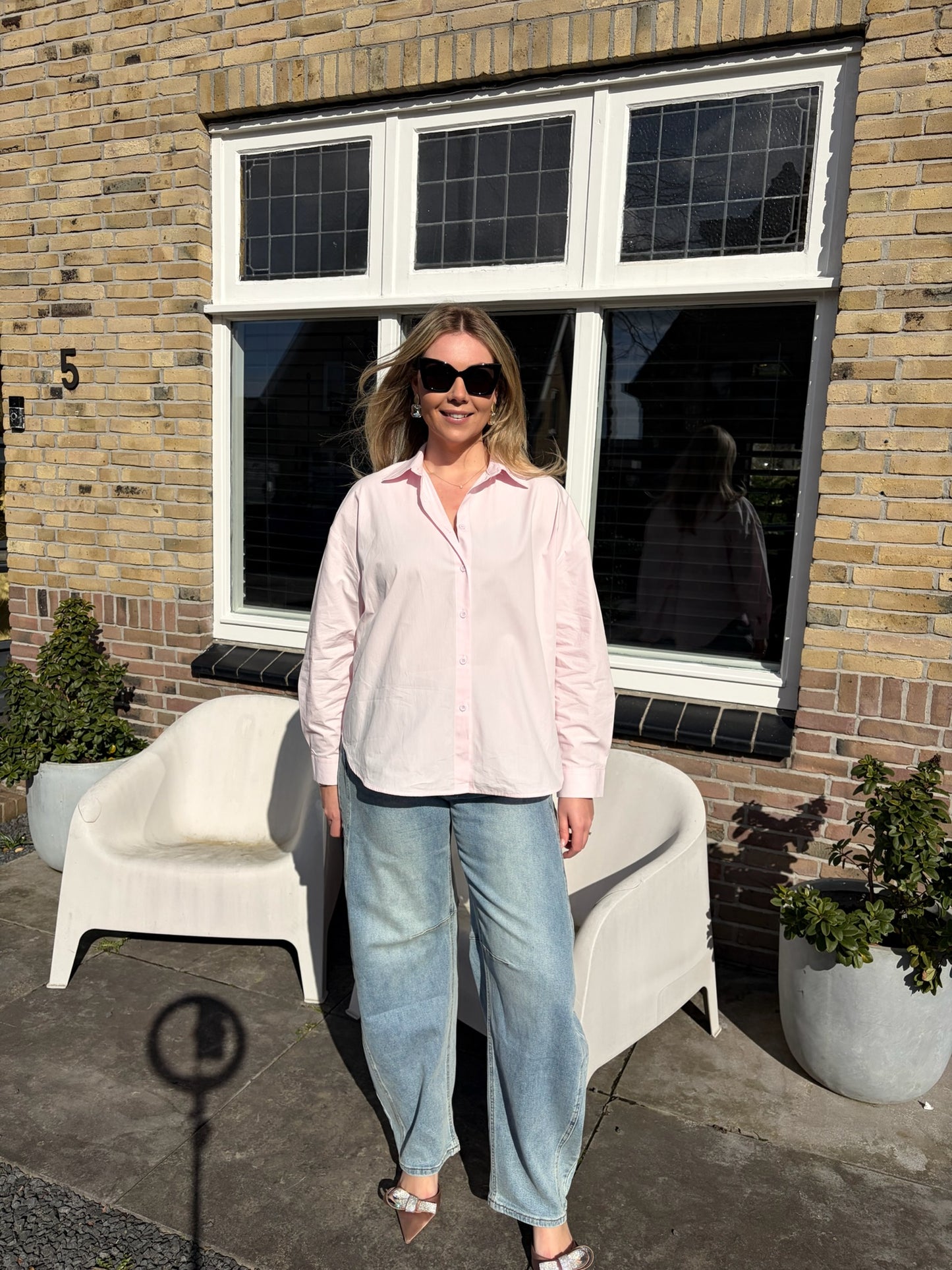 IGGY STRIK BLOUSE | WIT EN ROZE