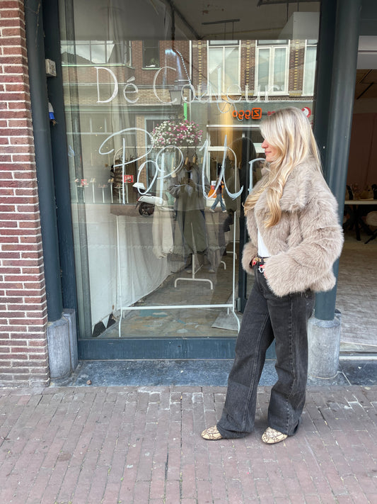 FAUX FUR COAT | CAMEL