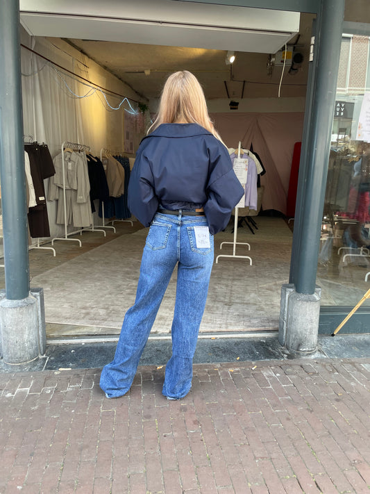 QUEEN HEARTS JEANS TALL | NAVY WIDE LEG MID-RISE